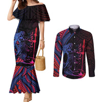 Samoan Pride Couples Matching Mermaid Dress and Long Sleeve Button Shirt The Tui Manua - Polynesian Pride