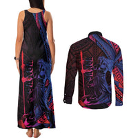Samoan Pride Couples Matching Tank Maxi Dress and Long Sleeve Button Shirt The Tui Manua - Polynesian Pride