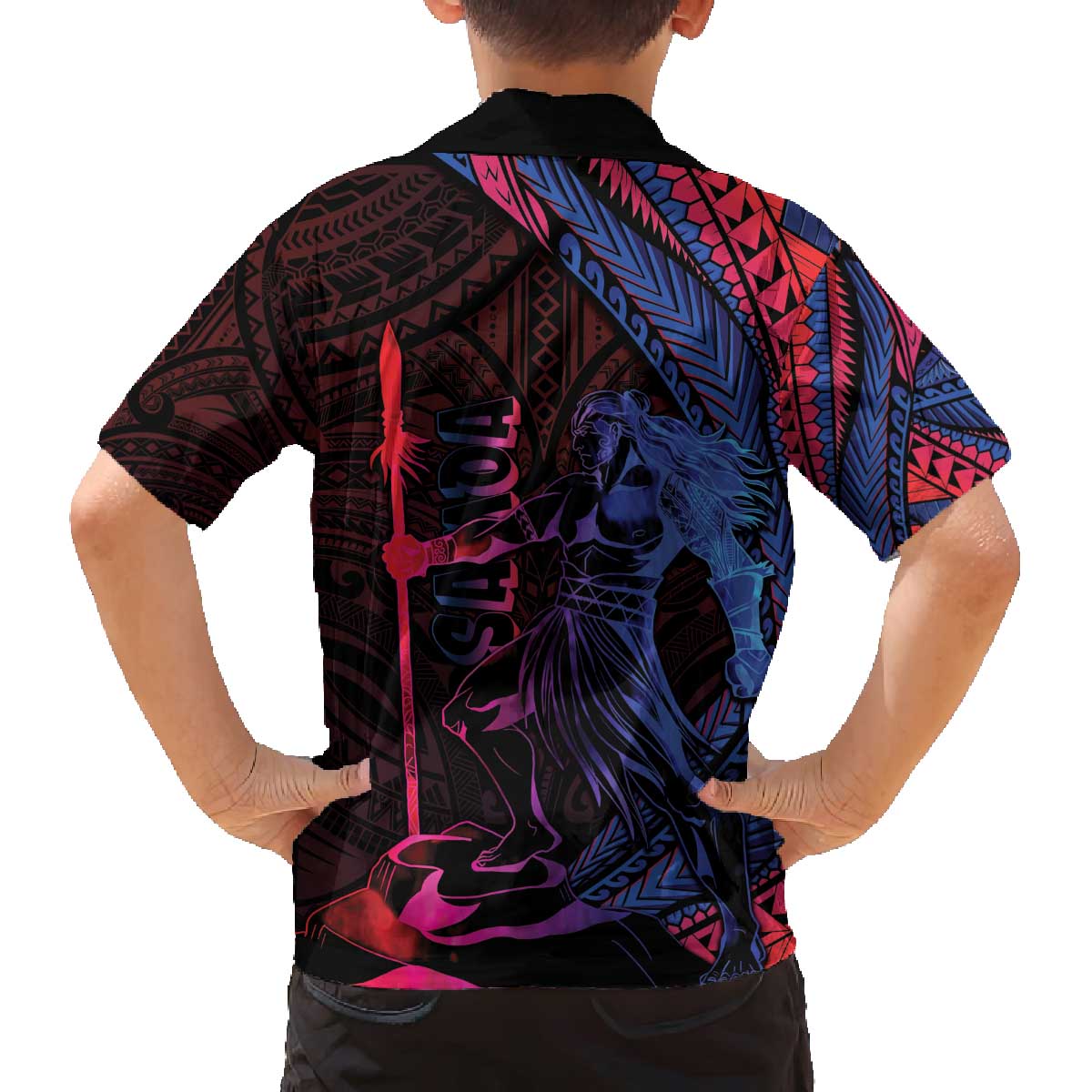 Samoan Pride Family Matching Off The Shoulder Long Sleeve Dress and Hawaiian Shirt The Tui Manua - Polynesian Pride