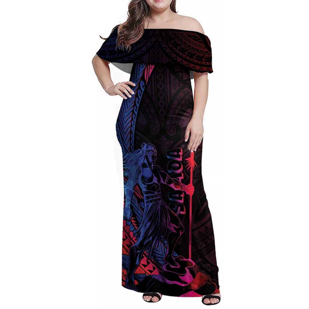 Samoan Pride Family Matching Off Shoulder Maxi Dress and Hawaiian Shirt The Tui Manua - Polynesian Pride