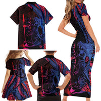 Samoan Pride Family Matching Short Sleeve Bodycon Dress and Hawaiian Shirt The Tui Manua - Polynesian Pride
