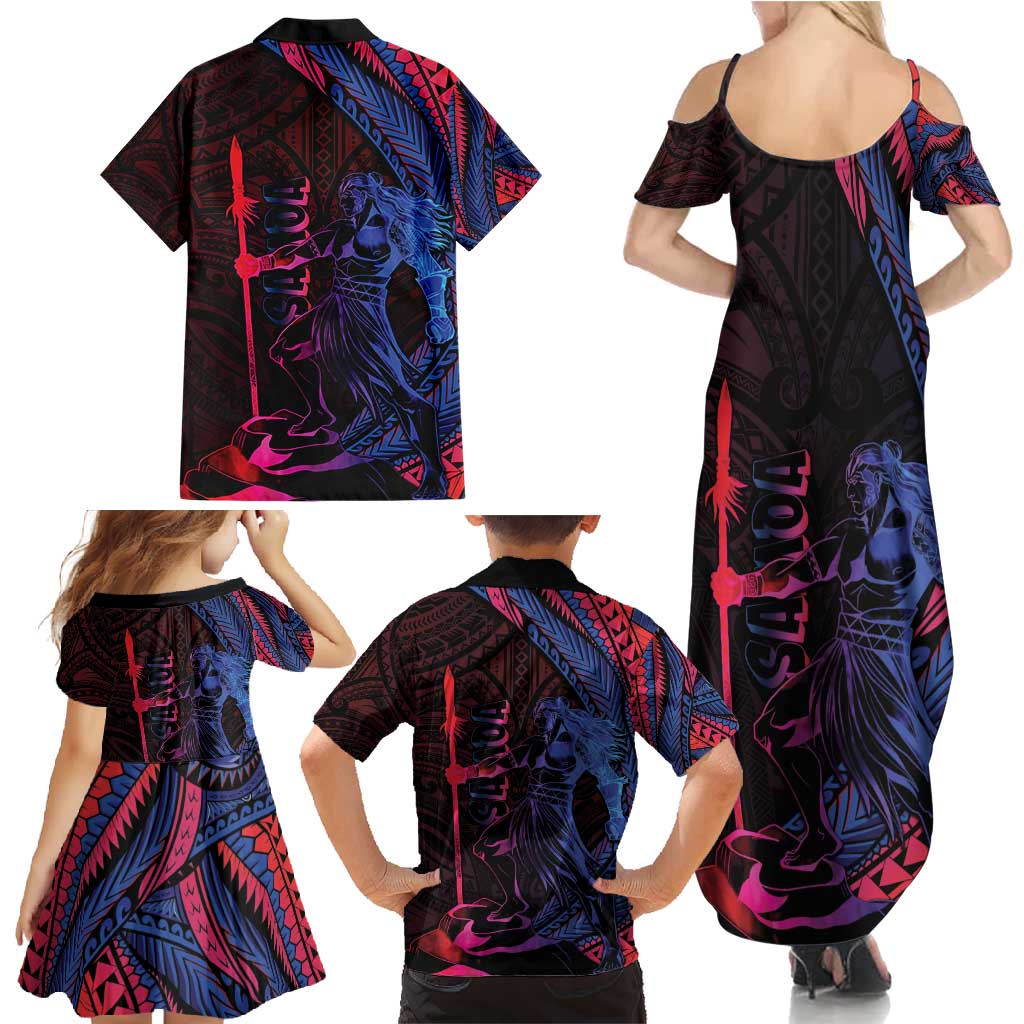 Samoan Pride Family Matching Summer Maxi Dress and Hawaiian Shirt The Tui Manua - Polynesian Pride
