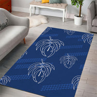 Aloha Hawaii Acacia Koa Leaves Area Rug Navy Kakau Tribal Pattern