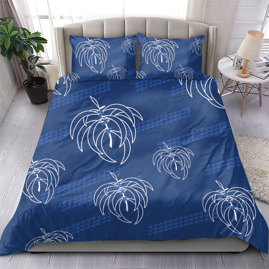 Aloha Hawaii Acacia Koa Leaves Bedding Set Navy Kakau Tribal Pattern