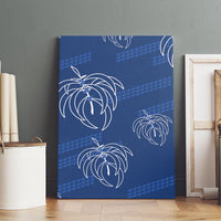 Aloha Hawaii Acacia Koa Leaves Canvas Wall Art Navy Kakau Tribal Pattern