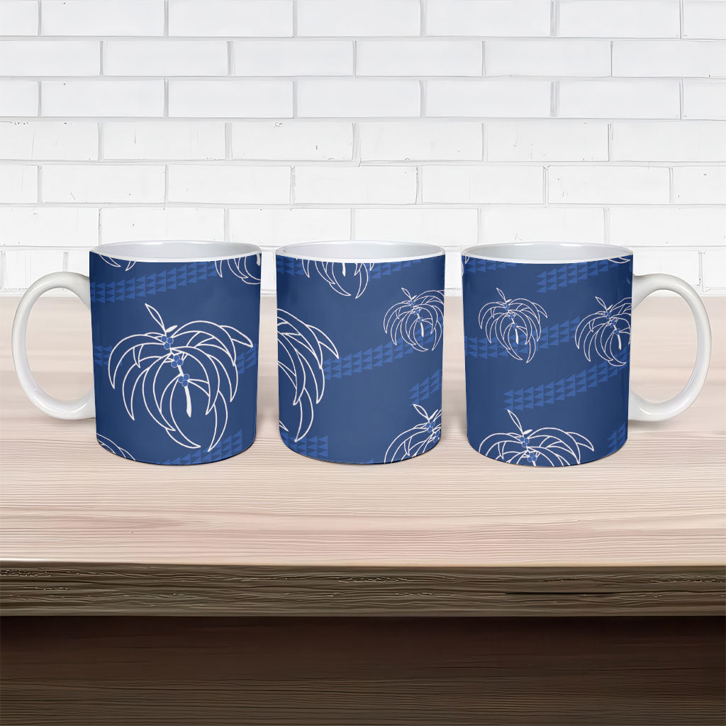 Aloha Hawaii Acacia Koa Leaves Ceramic Mug Navy Kakau Tribal Pattern LT05 - Polynesian Pride