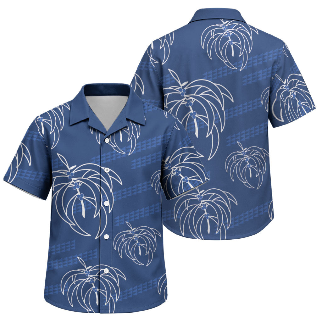 Aloha Hawaii Acacia Koa Leaves Family Matching Off Shoulder Maxi Dress and Hawaiian Shirt Navy Kakau Tribal Pattern
