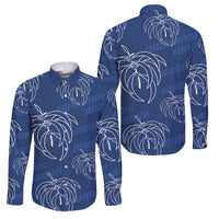Aloha Hawaii Acacia Koa Leaves Family Matching Puletasi and Hawaiian Shirt Navy Kakau Tribal Pattern