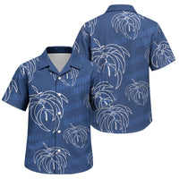 Aloha Hawaii Acacia Koa Leaves Family Matching Puletasi and Hawaiian Shirt Navy Kakau Tribal Pattern