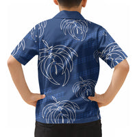 Aloha Hawaii Acacia Koa Leaves Kid Hawaiian Shirt Navy Kakau Tribal Pattern