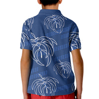 Aloha Hawaii Acacia Koa Leaves Kid Polo Shirt Navy Kakau Tribal Pattern