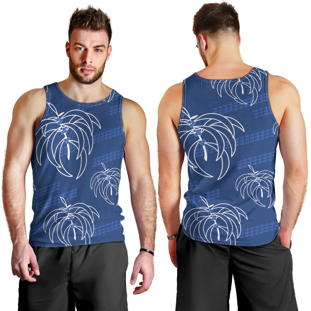 Aloha Hawaii Acacia Koa Leaves Men Tank Top Navy Kakau Tribal Pattern LT05 - Polynesian Pride