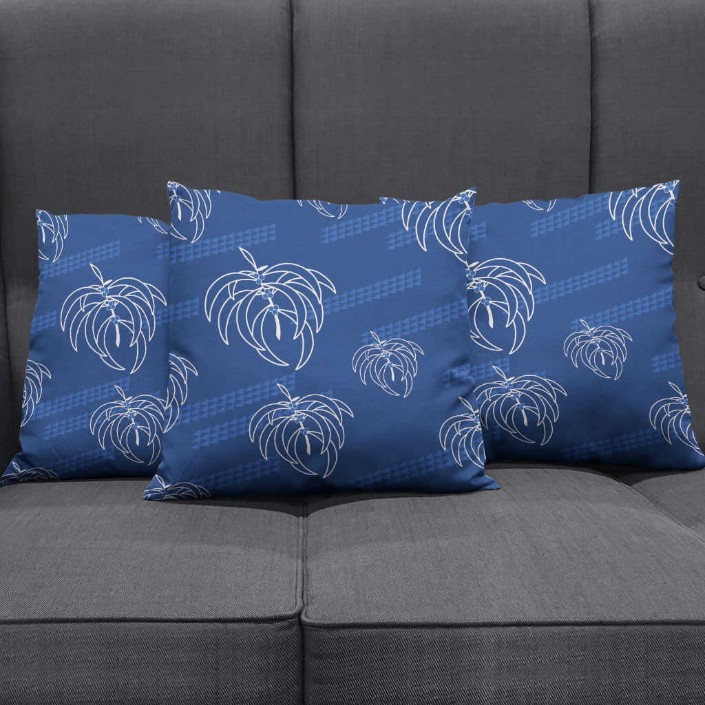 Aloha Hawaii Acacia Koa Leaves Pillow Cover Navy Kakau Tribal Pattern