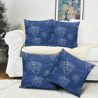 Aloha Hawaii Acacia Koa Leaves Pillow Cover Navy Kakau Tribal Pattern
