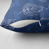 Aloha Hawaii Acacia Koa Leaves Pillow Cover Navy Kakau Tribal Pattern