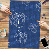 Aloha Hawaii Acacia Koa Leaves Puzzle Navy Kakau Tribal Pattern