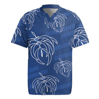 Aloha Hawaii Acacia Koa Leaves Rugby Jersey Navy Kakau Tribal Pattern