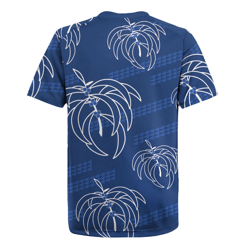Aloha Hawaii Acacia Koa Leaves Rugby Jersey Navy Kakau Tribal Pattern
