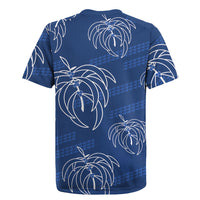 Aloha Hawaii Acacia Koa Leaves Rugby Jersey Navy Kakau Tribal Pattern