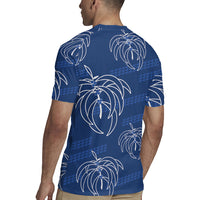 Aloha Hawaii Acacia Koa Leaves Rugby Jersey Navy Kakau Tribal Pattern