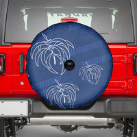 Aloha Hawaii Acacia Koa Leaves Spare Tire Cover Navy Kakau Tribal Pattern