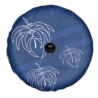 Aloha Hawaii Acacia Koa Leaves Spare Tire Cover Navy Kakau Tribal Pattern