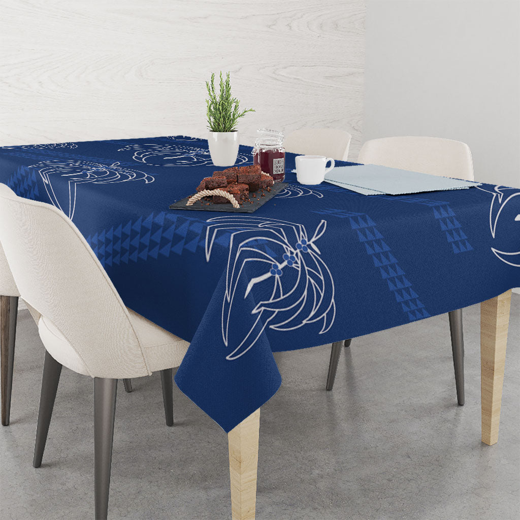 Aloha Hawaii Acacia Koa Leaves Tablecloth Navy Kakau Tribal Pattern LT05 - Polynesian Pride