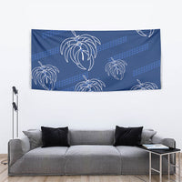 Aloha Hawaii Acacia Koa Leaves Tapestry Navy Kakau Tribal Pattern