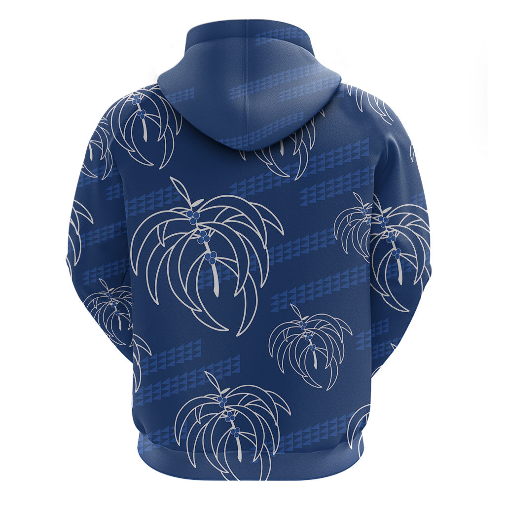 Aloha Hawaii Acacia Koa Leaves Zip Hoodie Navy Kakau Tribal Pattern LT05 - Polynesian Pride