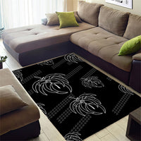 Aloha Hawaii Acacia Koa Leaves Area Rug Black Kakau Tribal Pattern