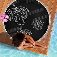 Aloha Hawaii Acacia Koa Leaves Beach Blanket Black Kakau Tribal Pattern