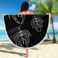 Aloha Hawaii Acacia Koa Leaves Beach Blanket Black Kakau Tribal Pattern