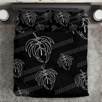 Aloha Hawaii Acacia Koa Leaves Bedding Set Black Kakau Tribal Pattern
