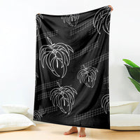 Aloha Hawaii Acacia Koa Leaves Blanket Black Kakau Tribal Pattern