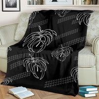 Aloha Hawaii Acacia Koa Leaves Blanket Black Kakau Tribal Pattern