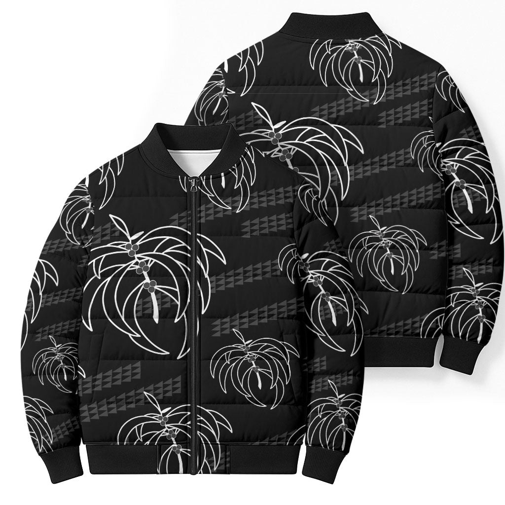 Aloha Hawaii Acacia Koa Leaves Bomber Puffer Jacket Black Kakau Tribal Pattern LT05 - Polynesian Pride