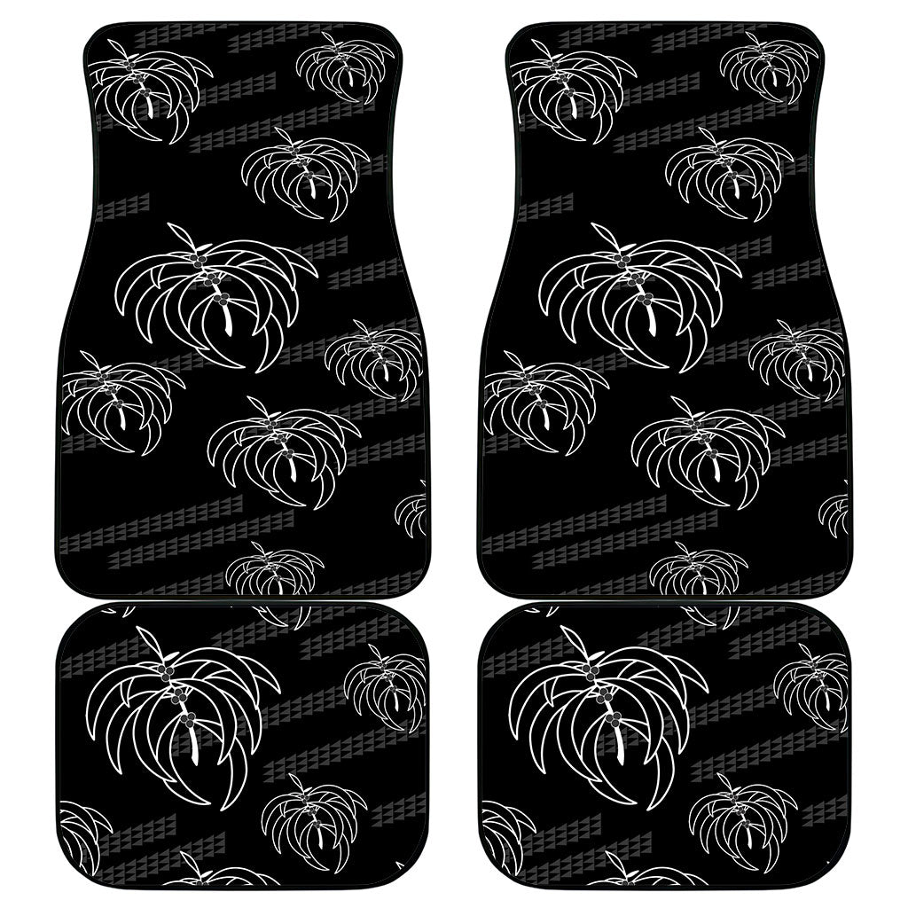 Aloha Hawaii Acacia Koa Leaves Car Mats Black Kakau Tribal Pattern LT05 - Polynesian Pride