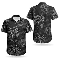 Aloha Hawaii Acacia Koa Leaves Couples Matching Off Shoulder Short Dress and Hawaiian Shirt Black Kakau Tribal Pattern LT05 - Polynesian Pride