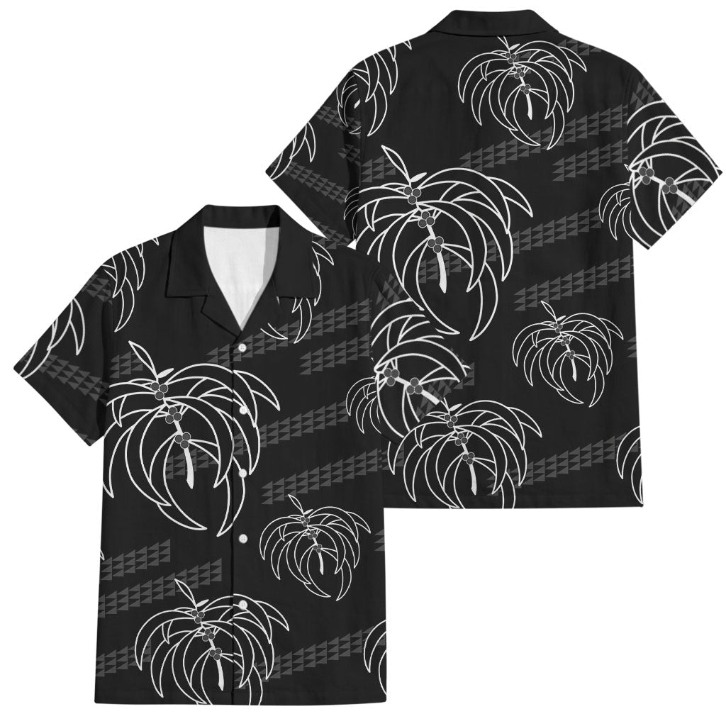 Aloha Hawaii Acacia Koa Leaves Family Matching Puletasi and Hawaiian Shirt Black Kakau Tribal Pattern LT05 Dad's Shirt - Short Sleeve Black - Polynesian Pride
