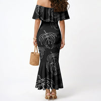 Aloha Hawaii Acacia Koa Leaves Mermaid Dress Black Kakau Tribal Pattern LT05 - Polynesian Pride