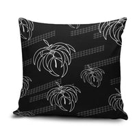 Aloha Hawaii Acacia Koa Leaves Pillow Cover Black Kakau Tribal Pattern