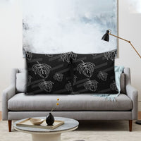 Aloha Hawaii Acacia Koa Leaves Pillow Cover Black Kakau Tribal Pattern