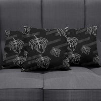 Aloha Hawaii Acacia Koa Leaves Pillow Cover Black Kakau Tribal Pattern