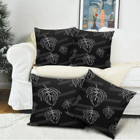 Aloha Hawaii Acacia Koa Leaves Pillow Cover Black Kakau Tribal Pattern