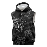 Aloha Hawaii Acacia Koa Leaves Sleeveless Zip Hoodie Black Kakau Tribal Pattern LT05 Black - Polynesian Pride