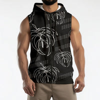 Aloha Hawaii Acacia Koa Leaves Sleeveless Zip Hoodie Black Kakau Tribal Pattern LT05 - Polynesian Pride