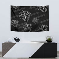 Aloha Hawaii Acacia Koa Leaves Tapestry Black Kakau Tribal Pattern