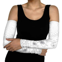 Lotu Tamaiti Samoa Arm Sleeves White Sunday Polynesian Tribal Pattern Elegant Style - Polynesian Pride