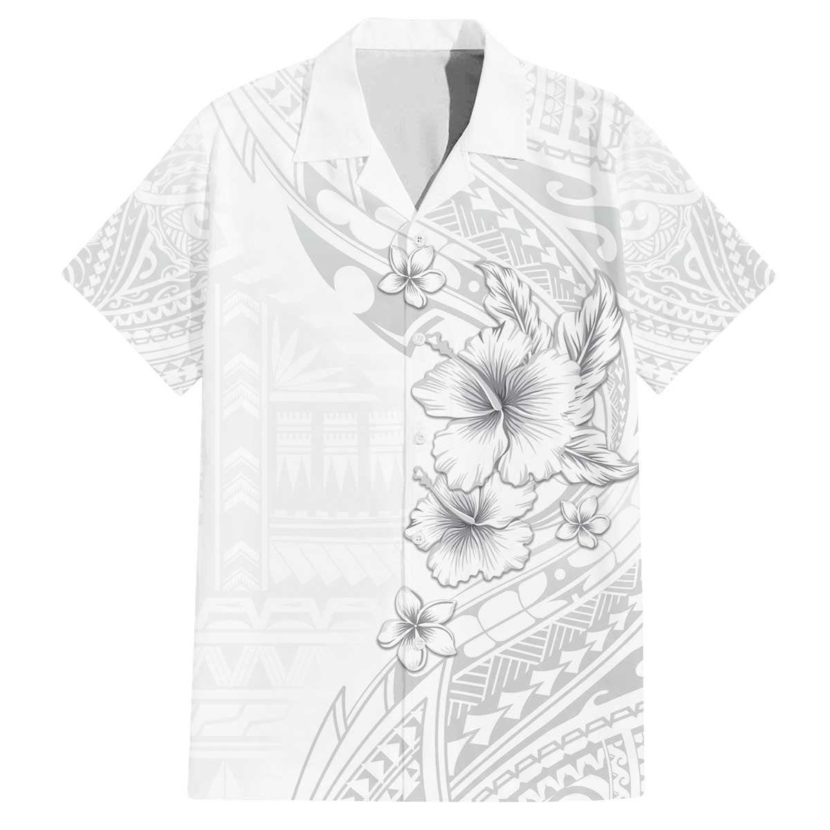 Lotu Tamaiti Samoa Family Matching Off Shoulder Short Dress and Hawaiian Shirt White Sunday Polynesian Tribal Pattern Elegant Style