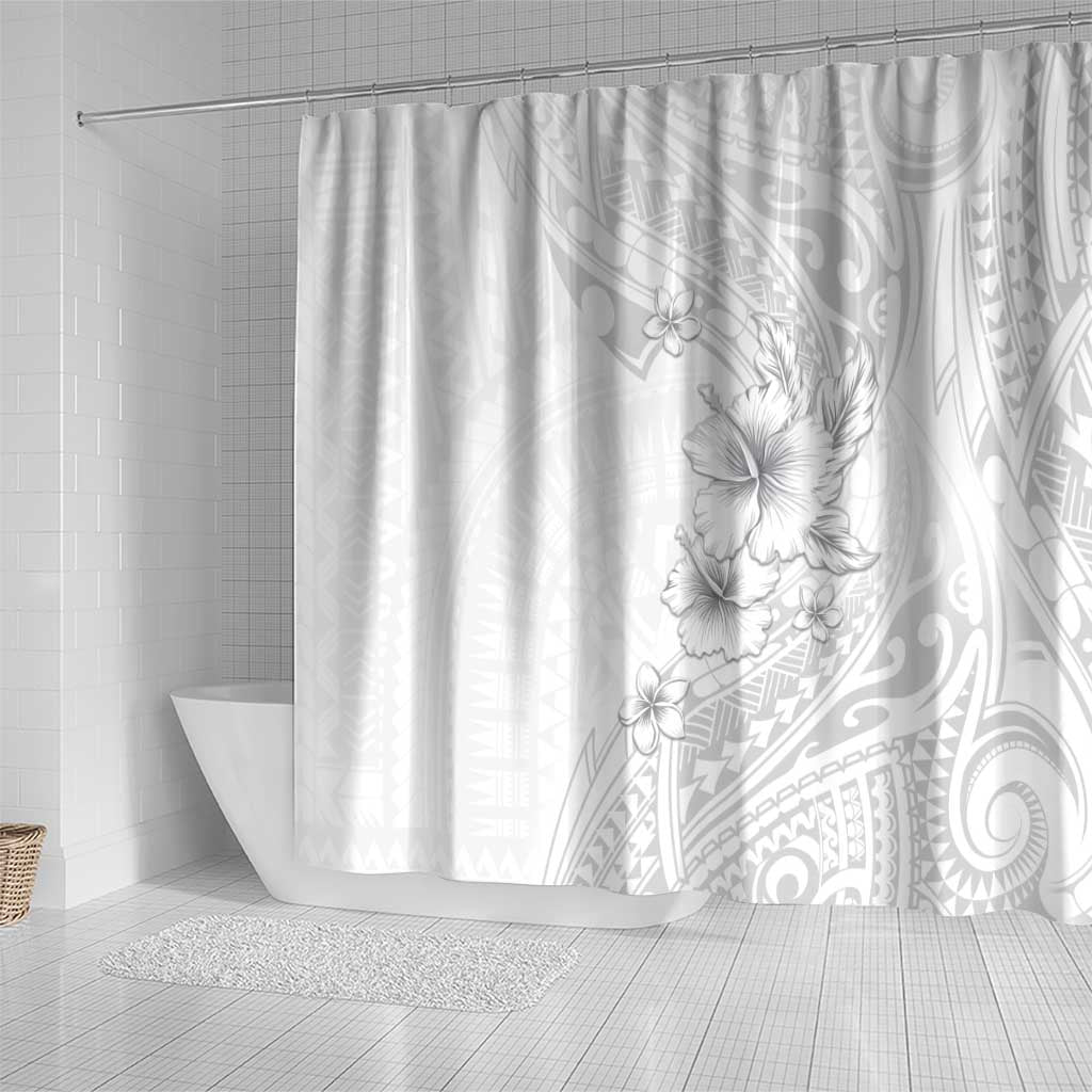 Lotu Tamaiti Samoa Shower Curtain White Sunday Polynesian Tribal Pattern Elegant Style